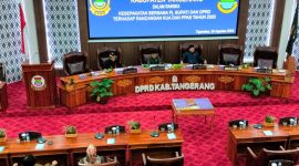 Rapat Paripurna Dewan Perwakilan Rakyat Daerah (DPRD) Kabupaten Tangerang membahas kesepakatan bersama Pj Bupati dan DPRD tentang rancangan KUA dan PPAS 2025 (5/8/2024) | Sumber Gambar : beritabanten.com/Muhtar Sadili