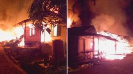 Keterangan: Kebakaran di Desa Tambangan Tonga, Kabupaten Mandailing Natal (Madina), pada Senin (23/12/2024) dini hari.