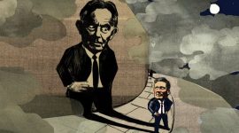 Ilustrasi Kier Starmer PM Inggris dengan bayangan Tony Blair dalam artikel  