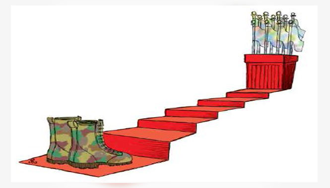 Ilustrasi karpet merah untuk TNI aktif di jabatan sipil | Sumber: PublicaNews.com/Bambang Sumarley