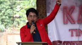 Ketua Cabang GMNI Kota Tangerang Selatan 2024 - 2026, Kriston Haluya Situmorang, pada acara pembukaan KTD Kota Tangerang Selatan 2024 | Gambar: Ist