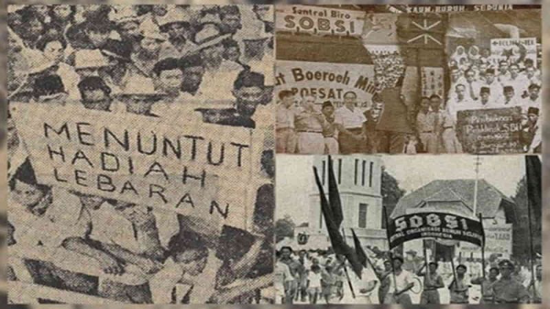 SOBSI (Sentral Organisasi Buruh Seluruh Indonesia) yang menuntut THR untuk pekerja swasta tahun 1950-1960 | Sumber: HarapanRakyat.com